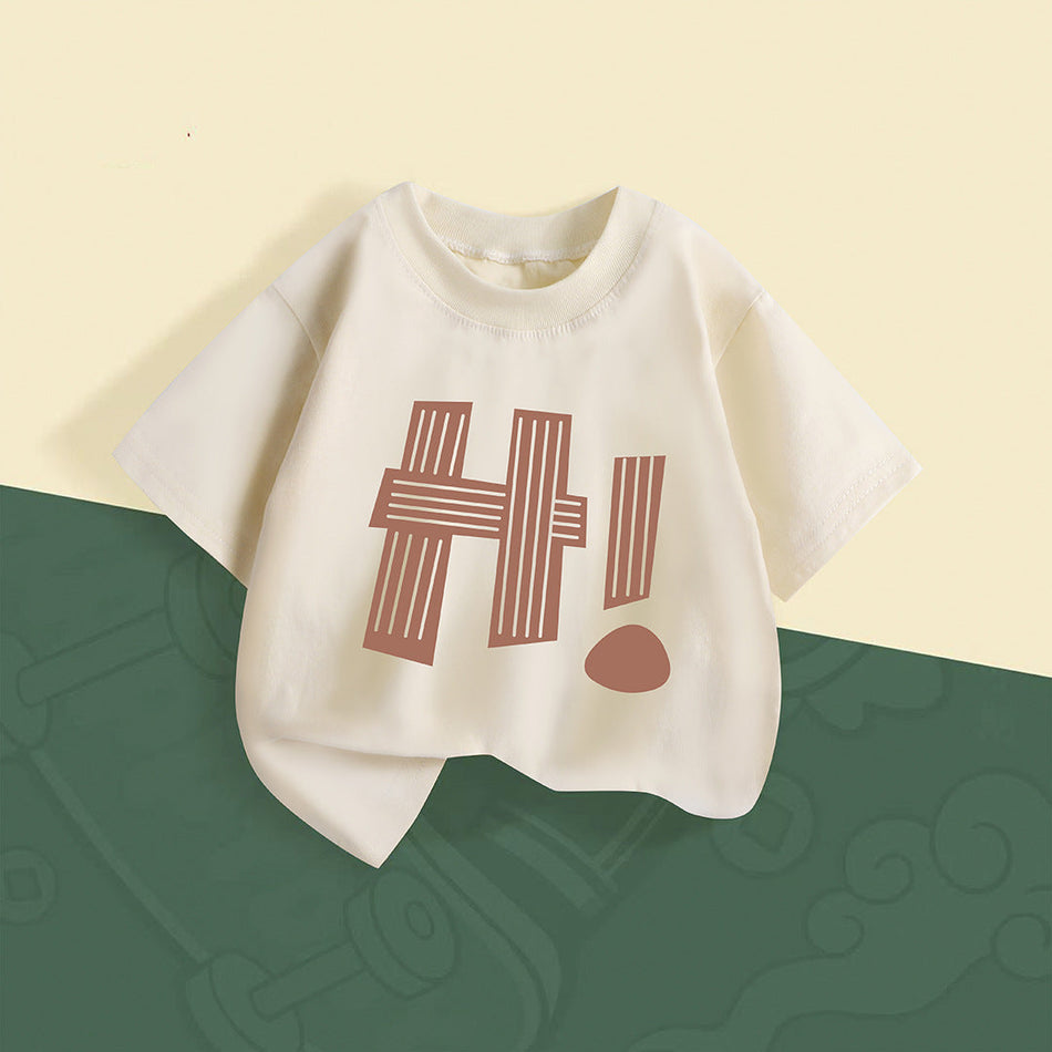 Kids Cotton Hooded Short Sleeve T-Shirt Casual Loose Summer Top