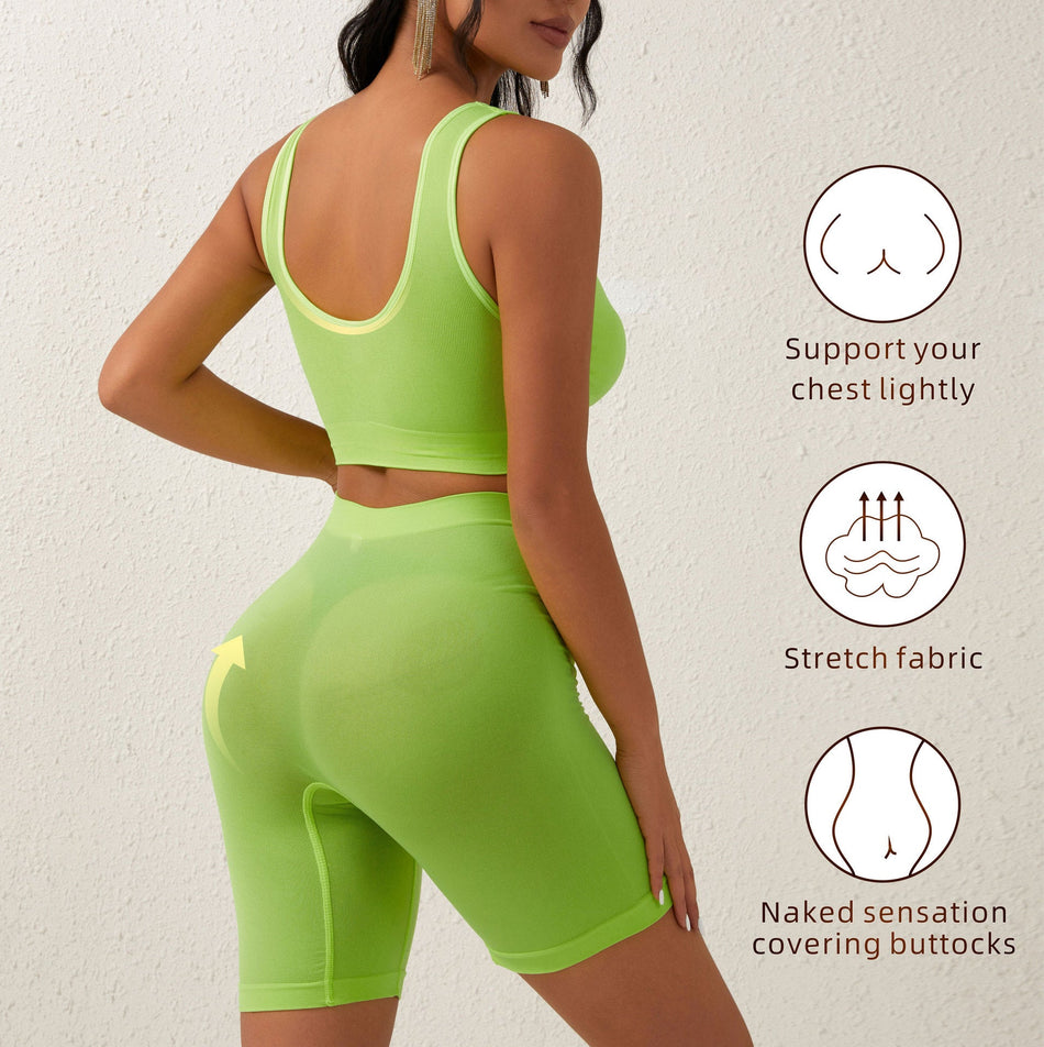 Women's Fitness Shapewear Set Gather Bra & High Waist Shorts