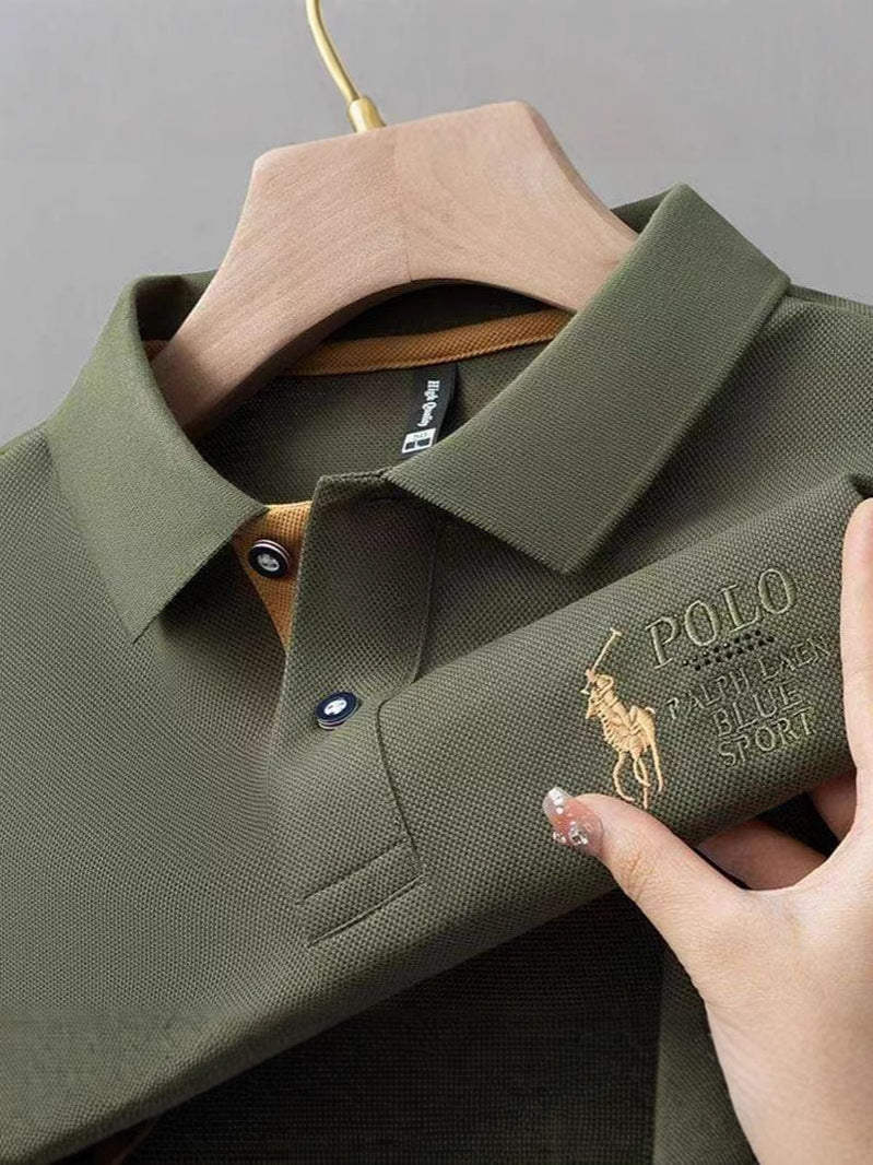 Men’s Embroidered Business Casual Short Sleeve Polo Shirt