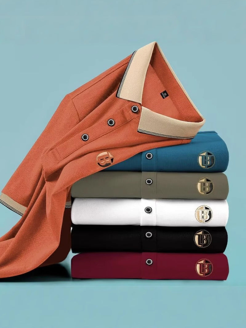 Men’s Korean Style Solid Color Short Sleeve Polo Shirt