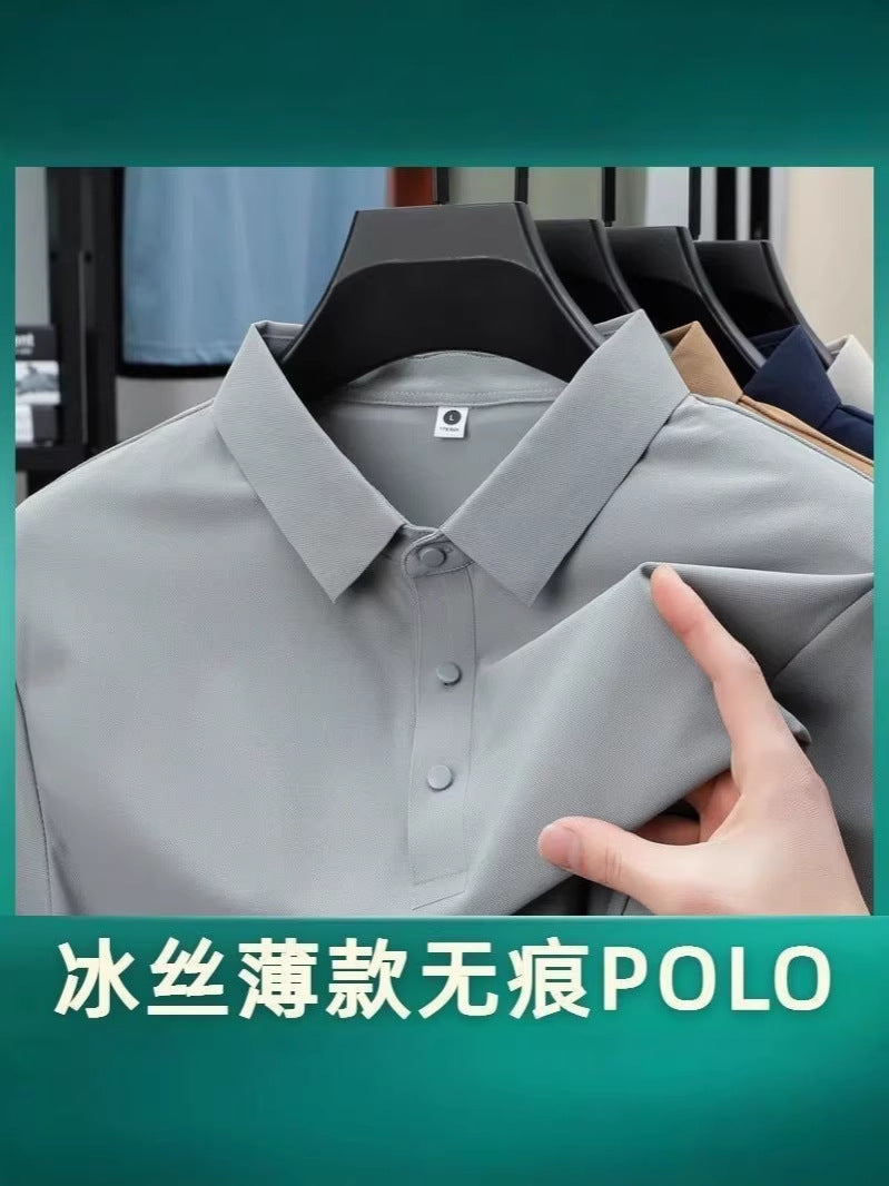 Men’s Ice Silk Seamless Nylon Quick-Dry Polo Shirt