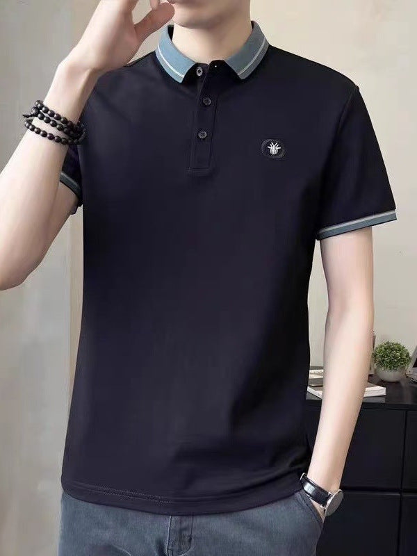 Men’s Ice Silk Business Casual Short Sleeve Polo Shirt