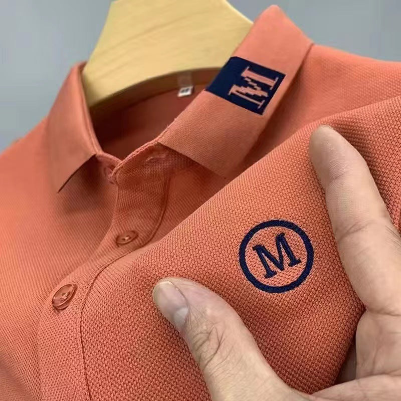Men’s Embroidered Loose Fit Short Sleeve Business Polo Shirt