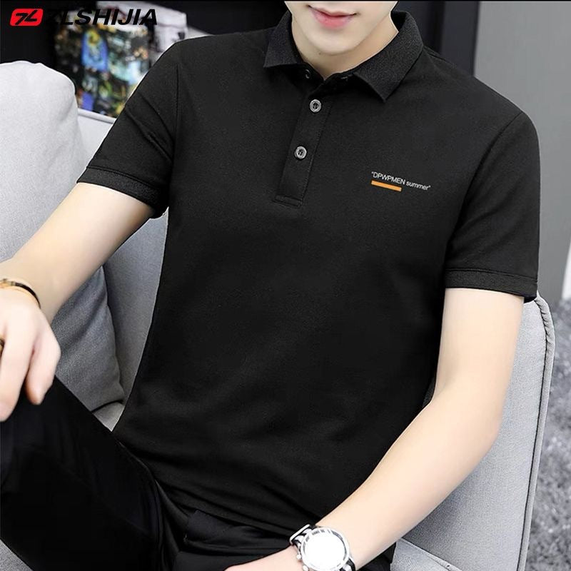 Men's Embroidered Business Polo Shirt with Relaxed Fit