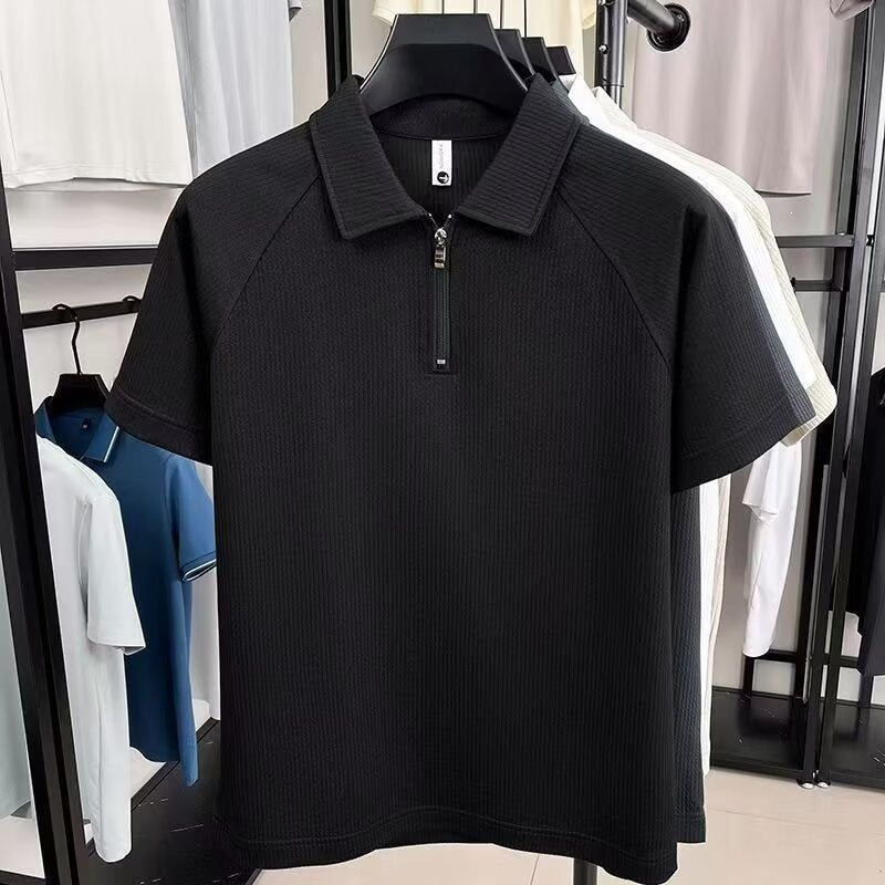 Men's Half-Zip Casual Polo Shirt with Relaxed Summer Fit