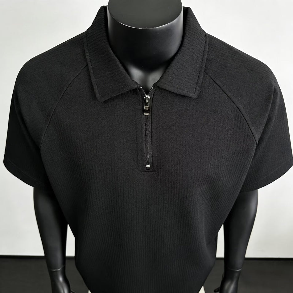 Men's Half-Zip Casual Polo Shirt with Relaxed Summer Fit