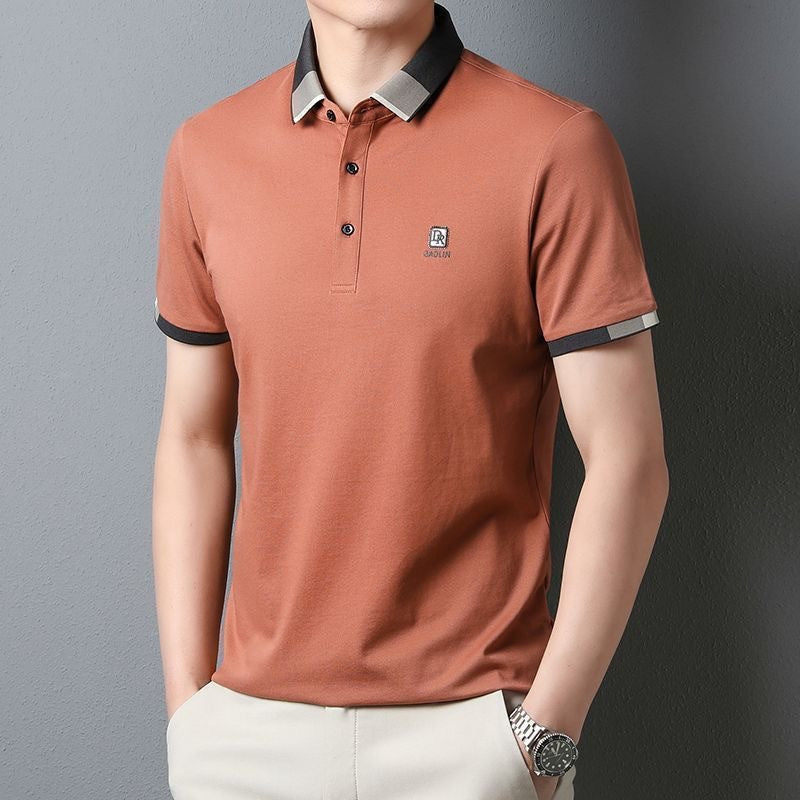 Men's Ice Silk Embroidered Polo Shirt with Relaxed Fit