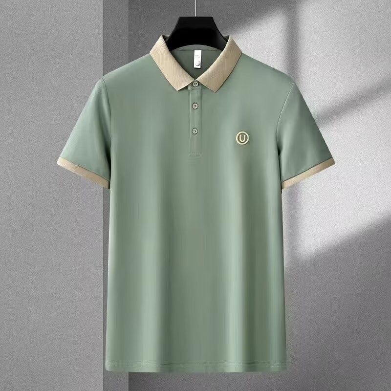 Men's Embroidered Casual Polo Shirt with Relaxed Fit
