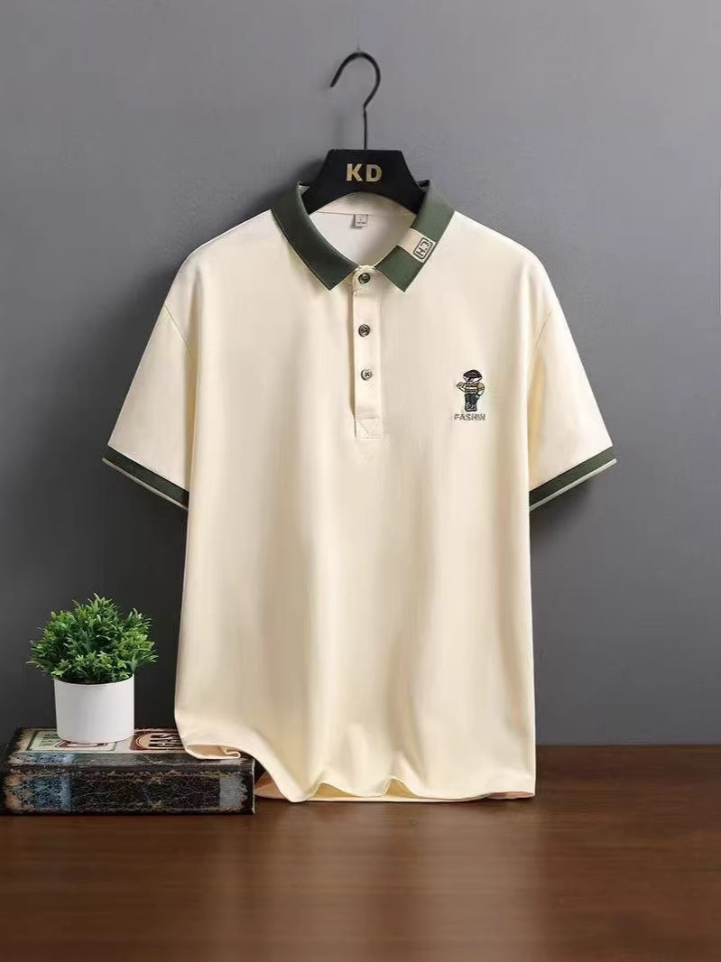 Men's Printed Casual Polo Shirt with Modern Relaxed Fit