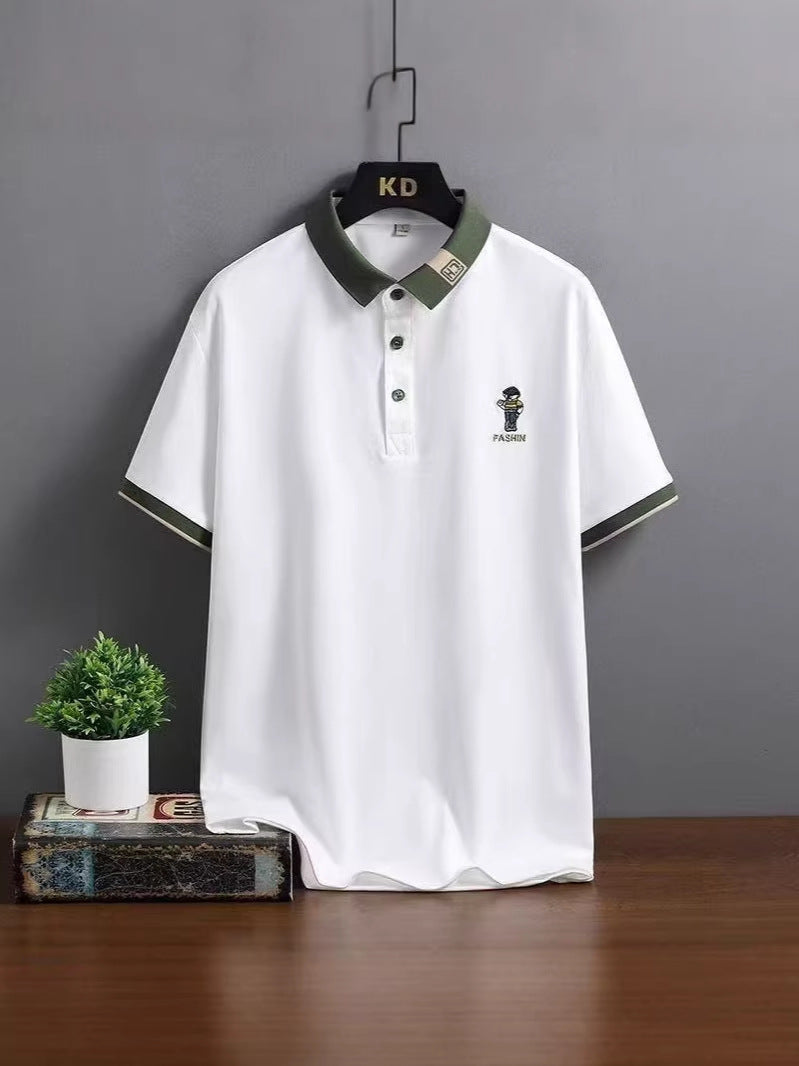 Men's Printed Casual Polo Shirt with Modern Relaxed Fit