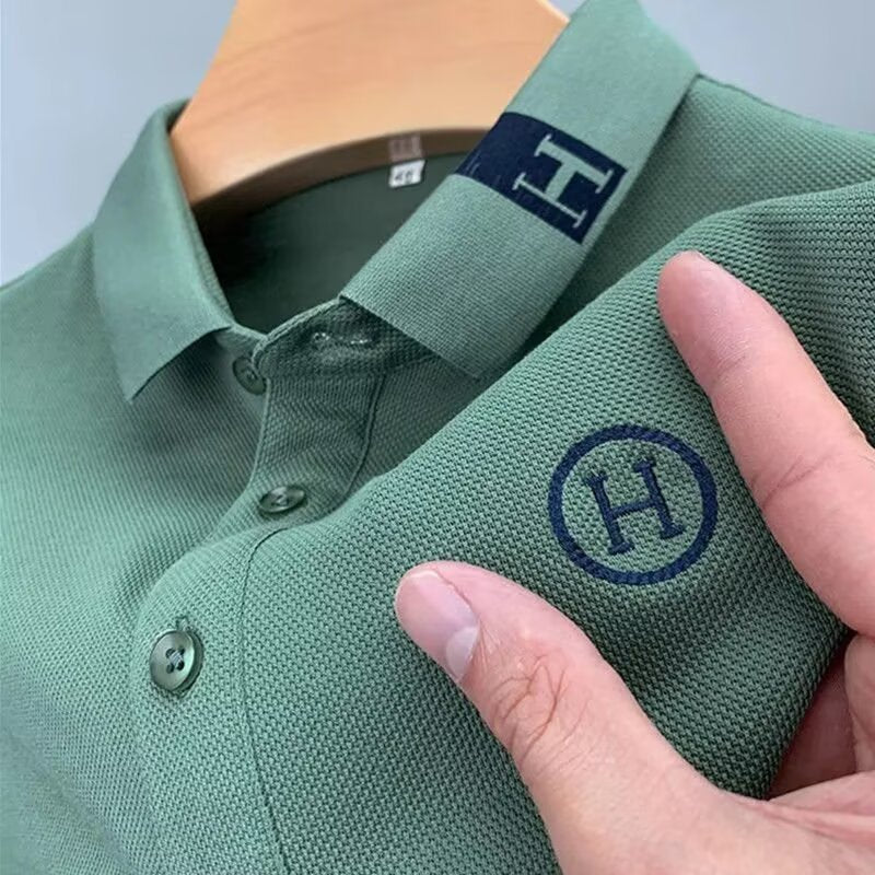 Men's Embroidered Casual Polo Shirt with Relaxed Fit