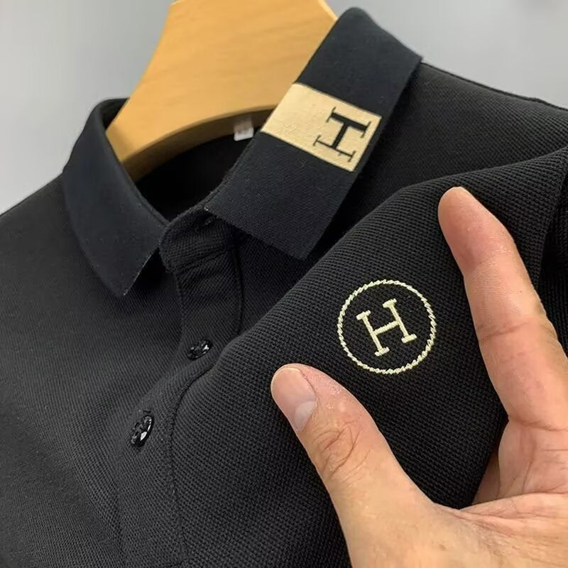 Men's Embroidered Casual Polo Shirt with Relaxed Fit