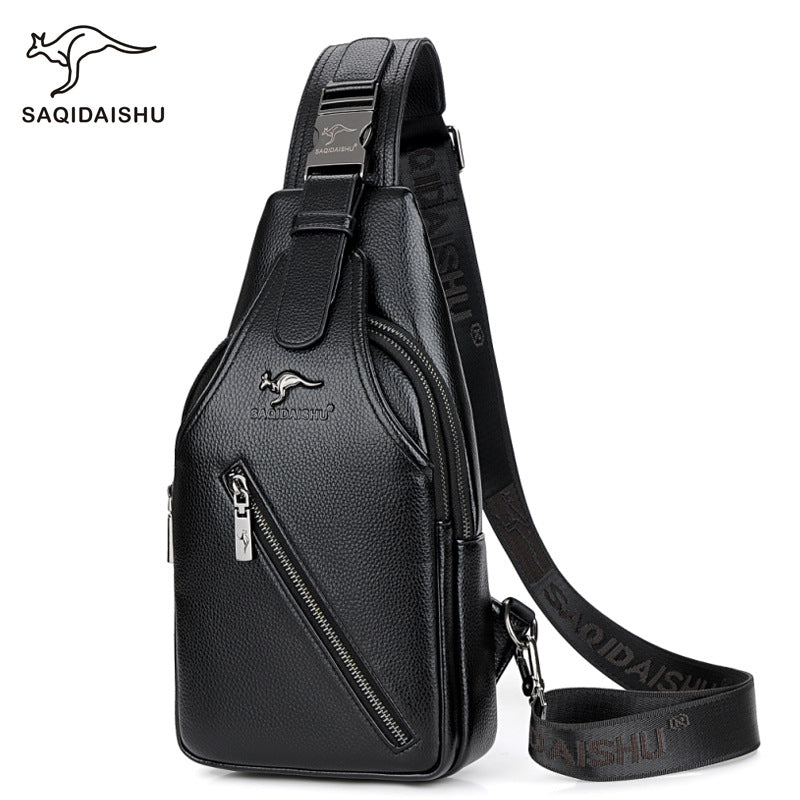Men's PU Leather Chest Bag with Waterproof Urban Design