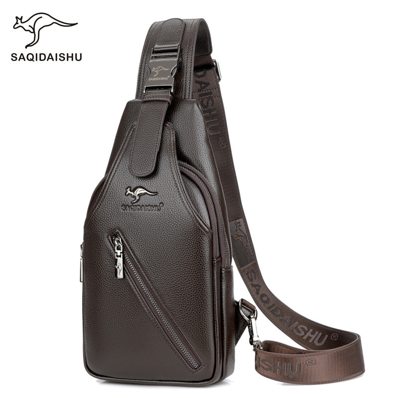 Men's PU Leather Chest Bag with Waterproof Urban Design