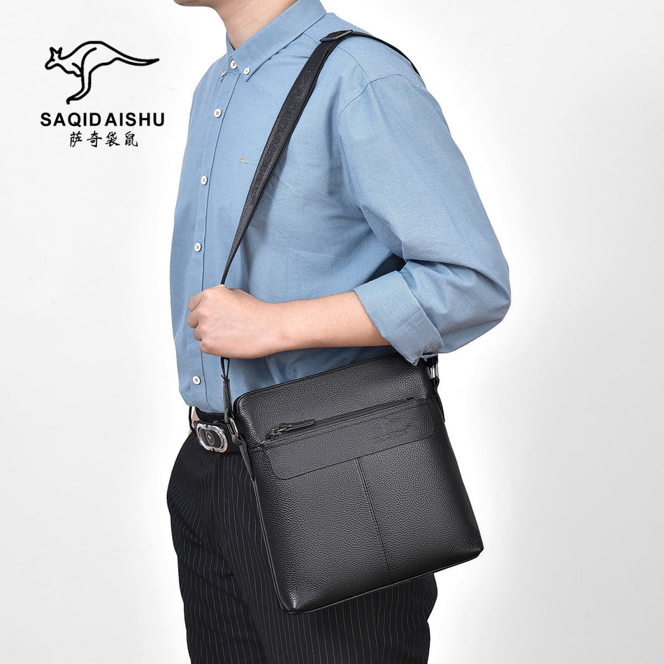 Men's Genuine Leather Shoulder Bag with Business Travel Design