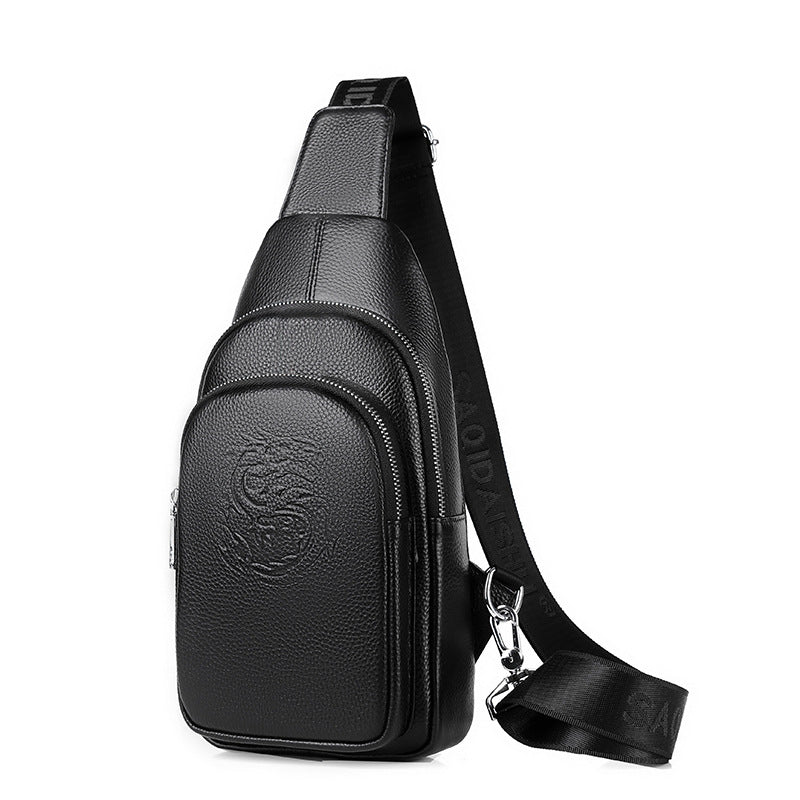 Men's Genuine Leather Chest Bag with Top Layer Cowhide Design