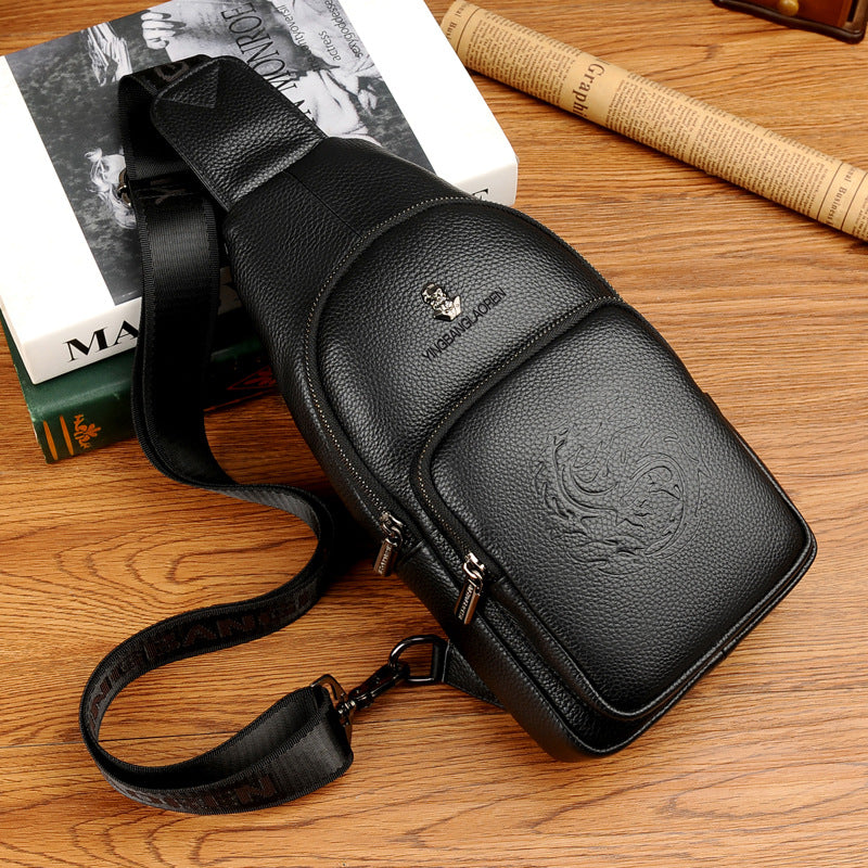 Men's Genuine Leather Chest Bag with Business Travel Design