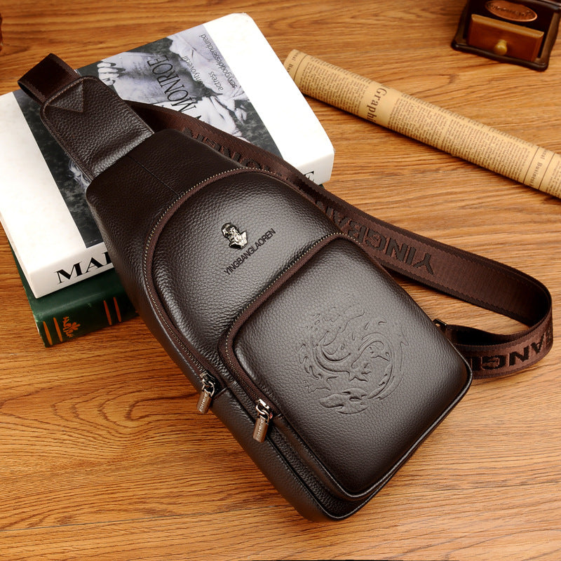 Men's Genuine Leather Chest Bag with Business Travel Design