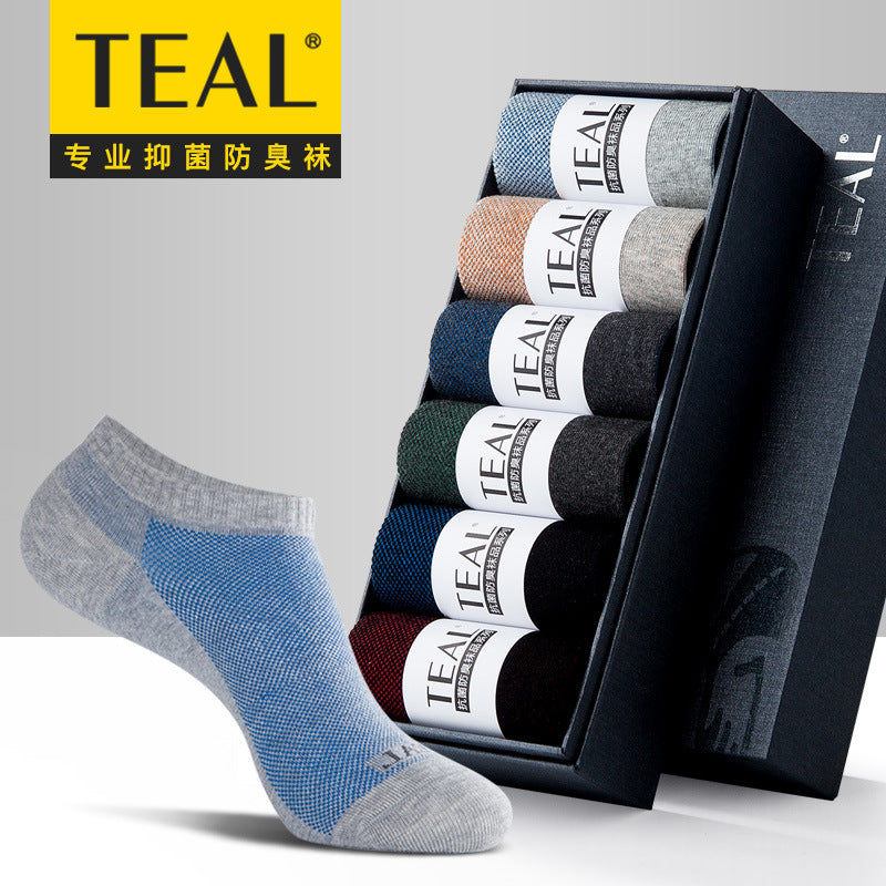 PACK OF 6-Men's Breathable Cotton Ankle Socks with Antibacterial