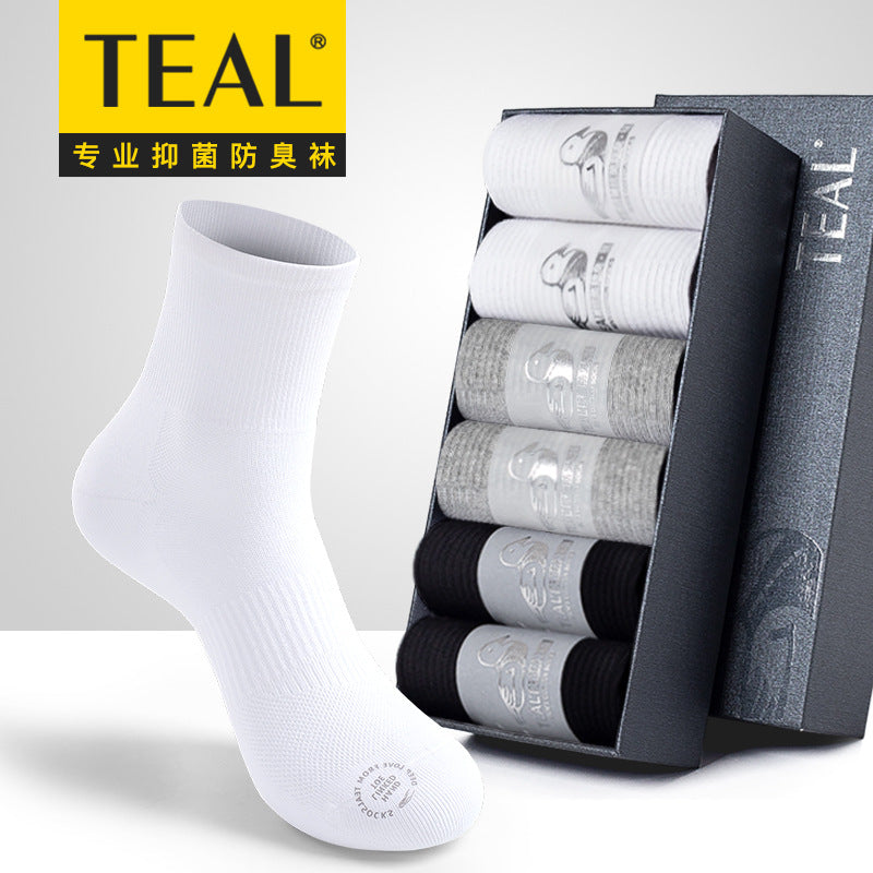 PACK OF 6-Men's Cotton Mid-Calf Running Socks with Breathable