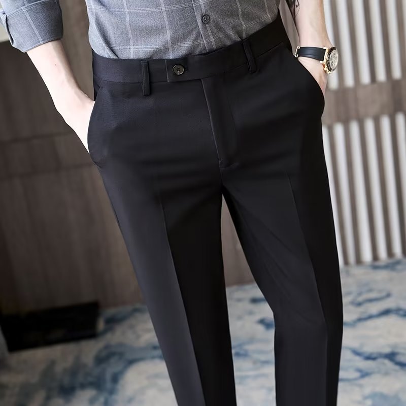 Men's Korean Style Slim Fit Ankle-Length Business Casual Pants