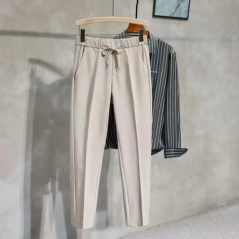 Men's Slim Fit Cropped Business Casual Pants Non-Iron Design