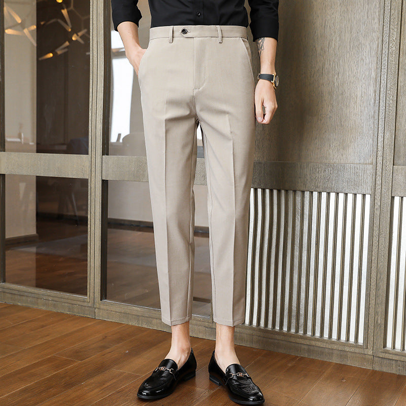 Men's Slim Fit Ankle-Length Business Suit Trousers Casual Wear