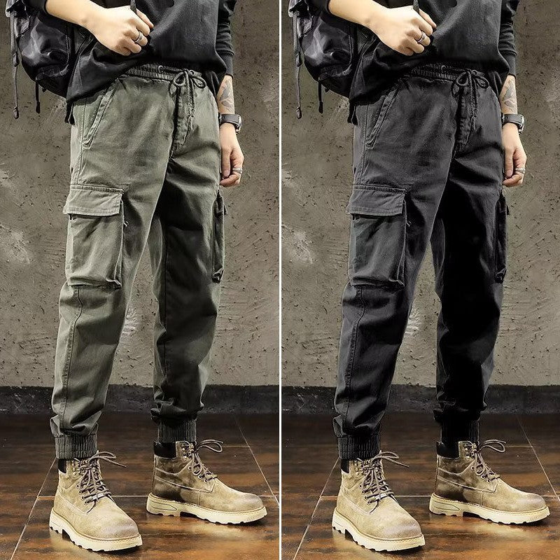 Men's American Retro Multi-Pocket Cropped Cargo Jogger Pants