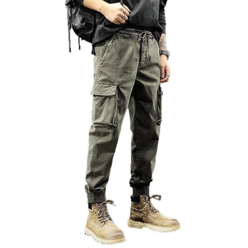 Men's American Retro Multi-Pocket Cropped Cargo Jogger Pants