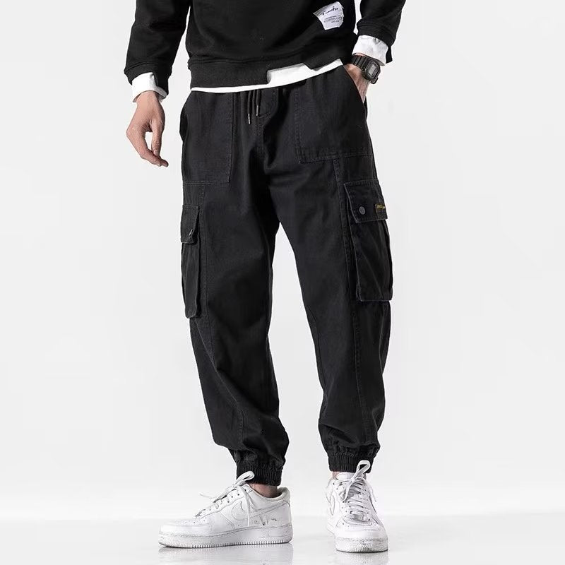 Men's Korean Style Multi-Pocket Cotton Cargo Casual Pants