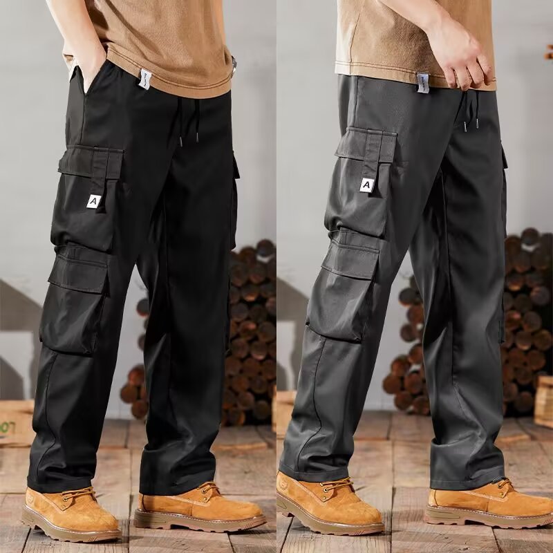 Men's American Style Summer Cargo Pants Loose Multi-Pocket