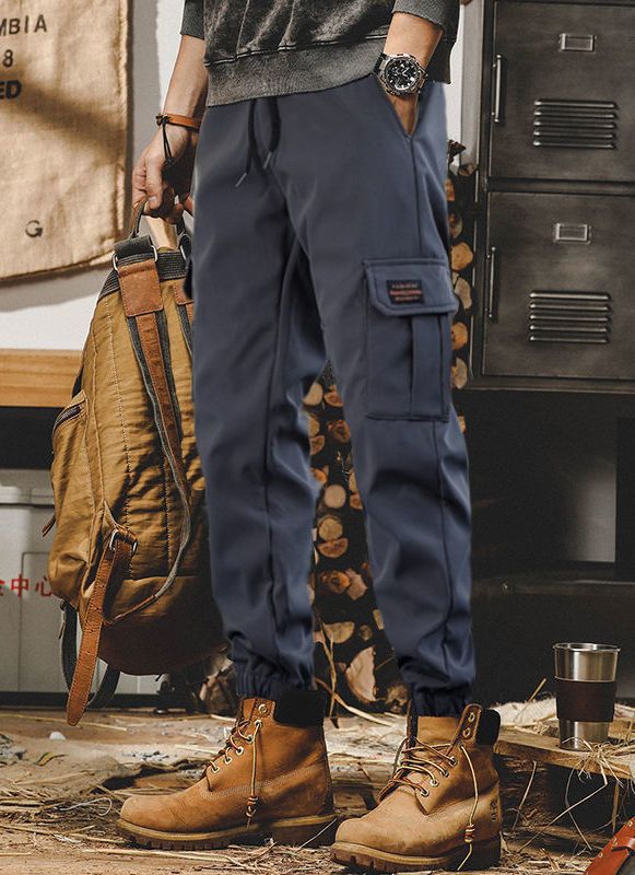 Men's Japanese Style Workwear Cargo Pants Loose Fit Casual