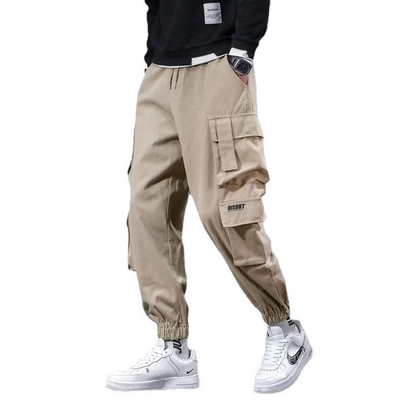 Men's Japanese Style Multi-Pocket Cargo Jogger Pants Loose Fit