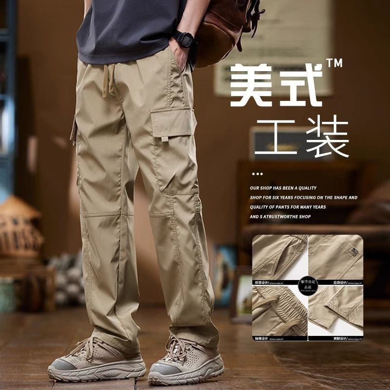 Men American-Inspired Workwear Cargo Pants Loose Straight Fit