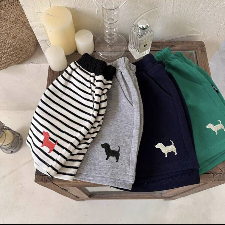 Elite Boys' Cartoon Striped Korean-Style Summer Five-Point Pants