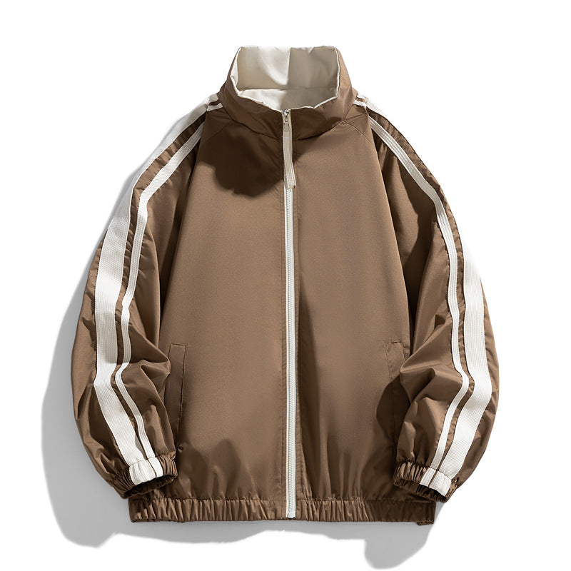 Men's Reversible Stand Collar Softshell Jacket Waterproof Coat