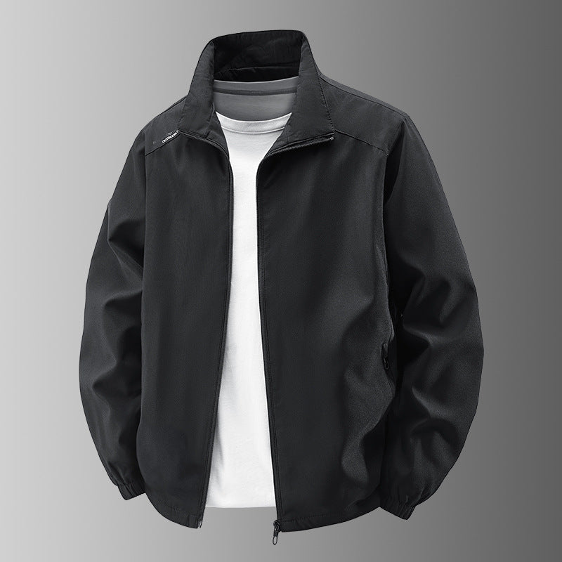 Men's Fleece-Lined Waterproof Outdoor Jacket Stand Collar Coat