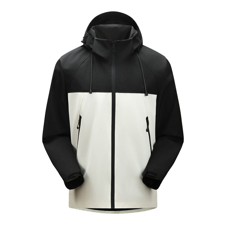 Men's Waterproof Hooded Color Block Outdoor Sports Jacket