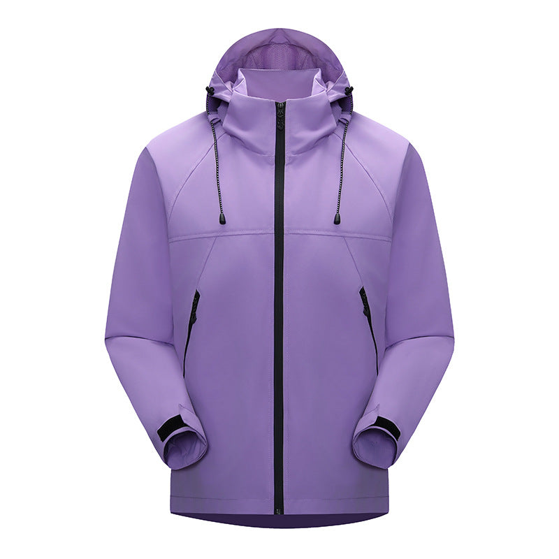 Men's Waterproof Hooded Color Block Outdoor Sports Jacket
