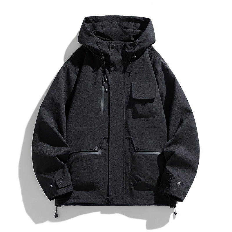 Men's Hooded Workwear Jacket Loose Fit Outdoor Casual Coat