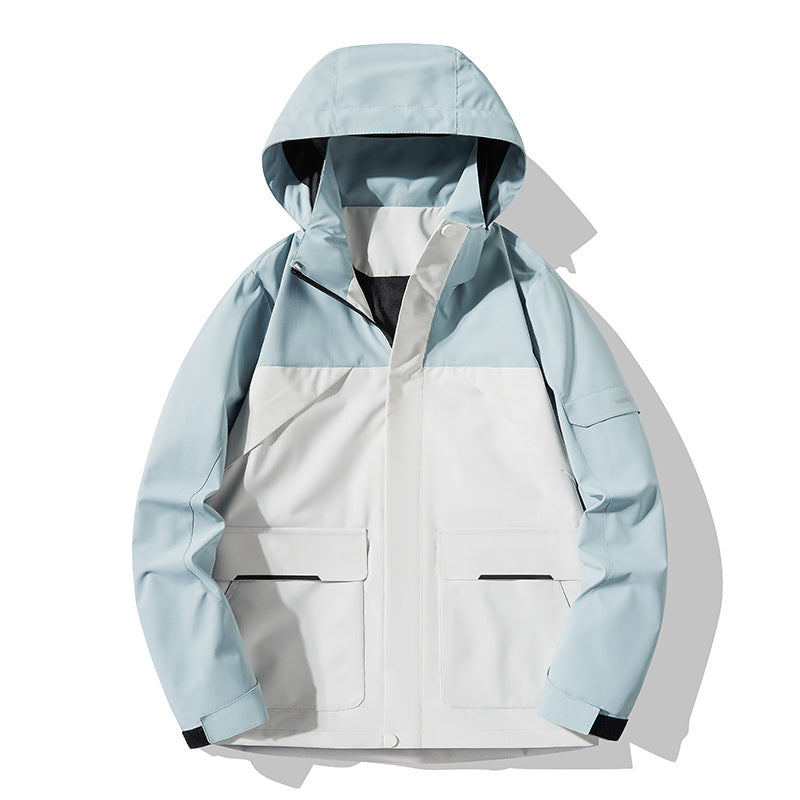 Unisex Waterproof Hooded Outdoor Jacket Loose Fit Windbreaker