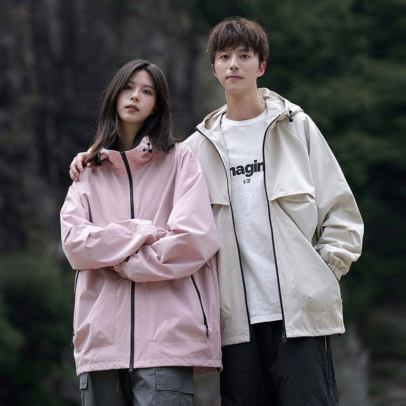 Unisex Hooded Workwear Jacket Loose Fit Casual Outdoor Coat
