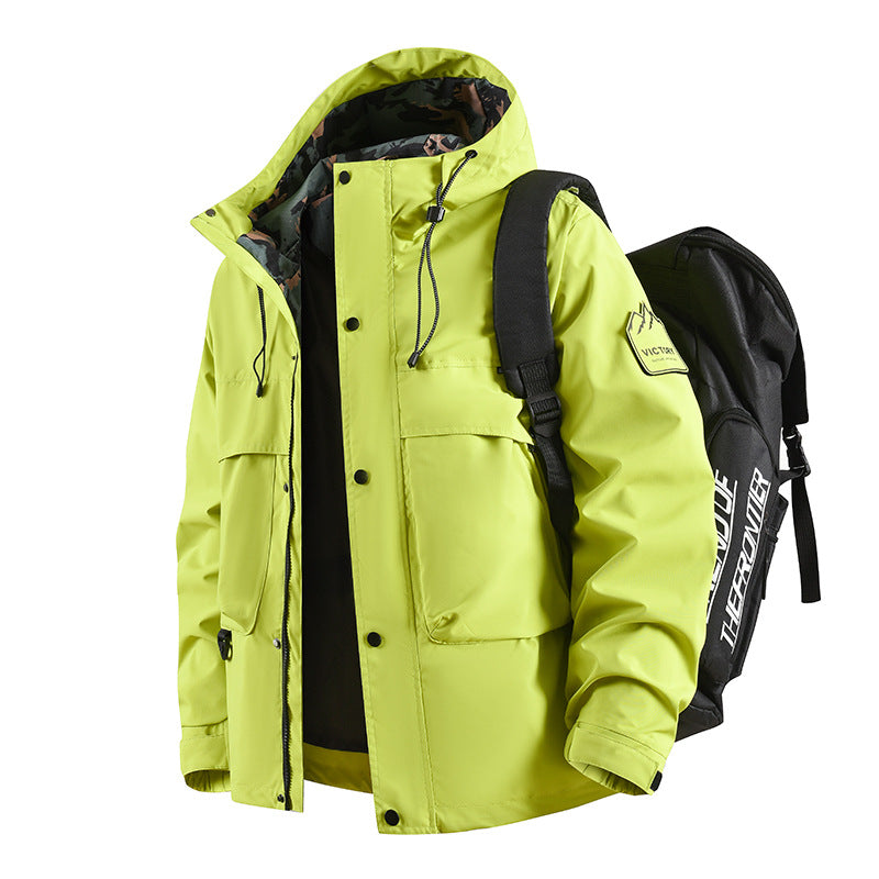 Men's Hooded Workwear Jacket Loose Fit Outdoor Casual Coat