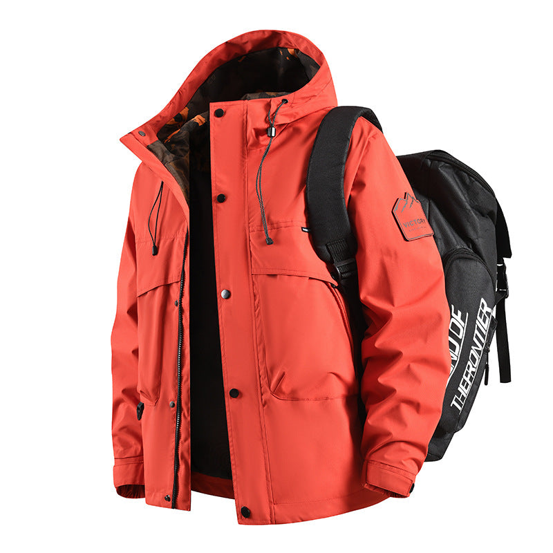 Men's Hooded Workwear Jacket Loose Fit Outdoor Casual Coat