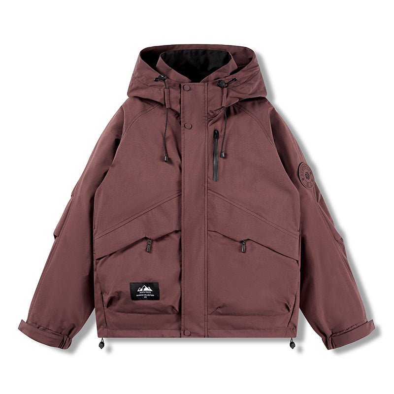 Men's Hooded Workwear Jacket Loose Fit Casual Outdoor Coat