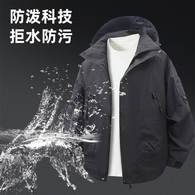 Men's Hooded Waterproof Workwear Jacket Outdoor Casual Windproof