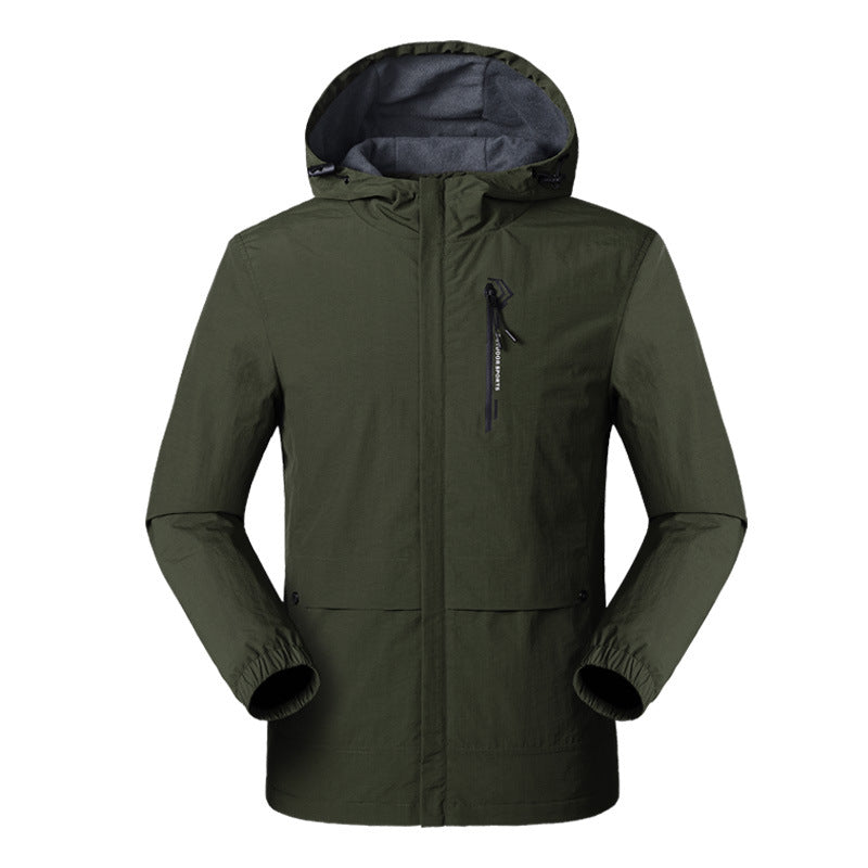 Men's Waterproof Windproof Hooded Outdoor Casual Jacket Slim Fit