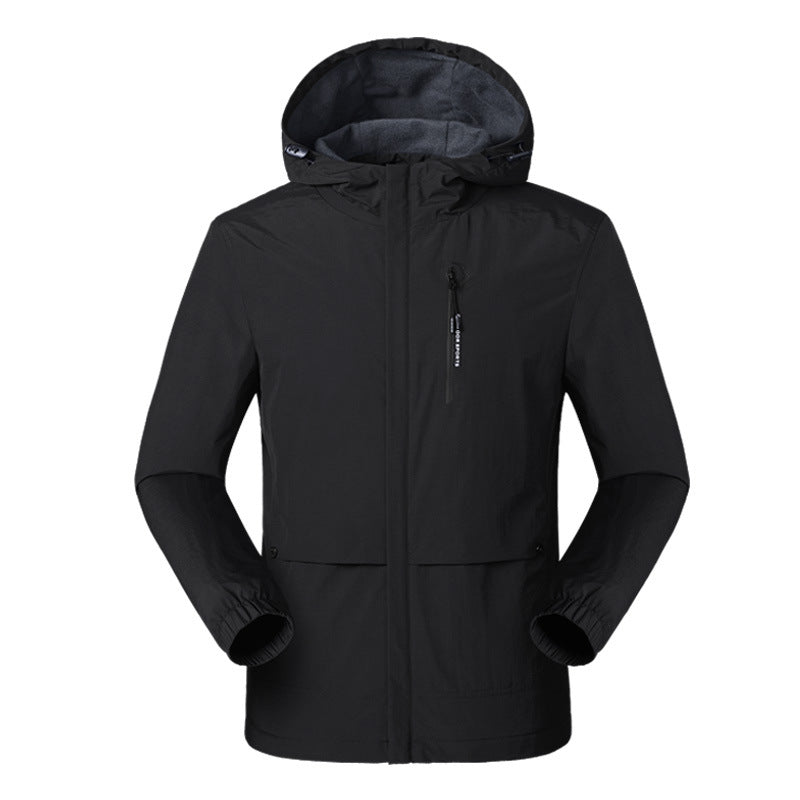 Men's Waterproof Windproof Hooded Outdoor Casual Jacket Slim Fit