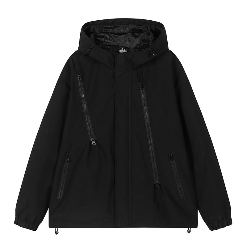 Men's Hooded Waterproof Casual Jacket Loose Fit Travel Outerwear