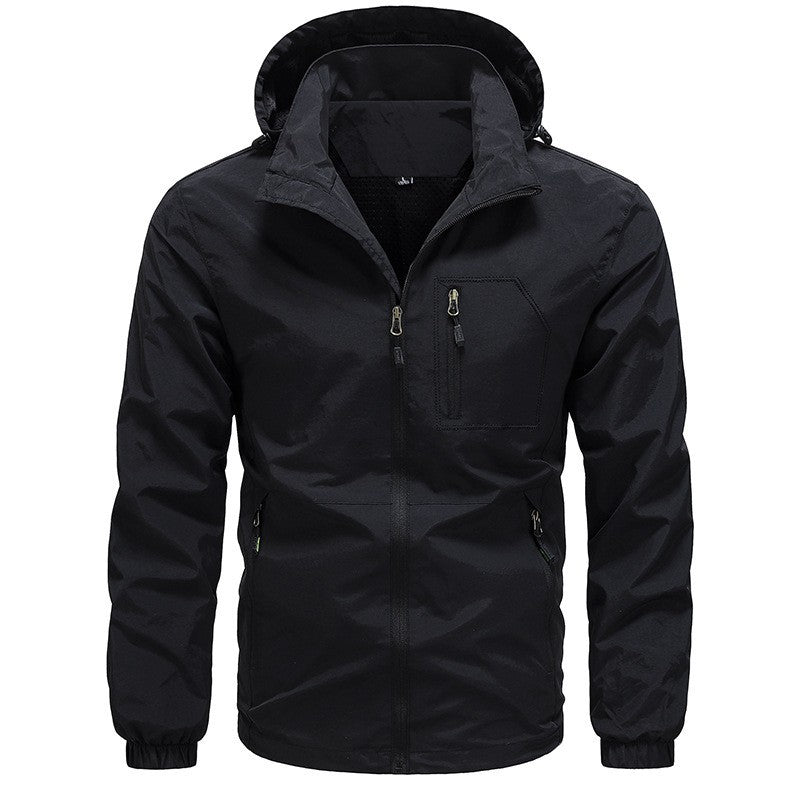Men's Hooded Windproof Outdoor Jacket Lightweight Hiking